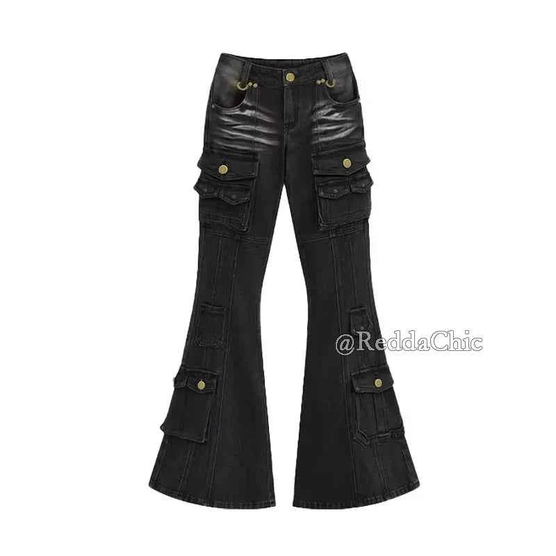 Insulated Cool Slim Fit Black Cargo Jeans