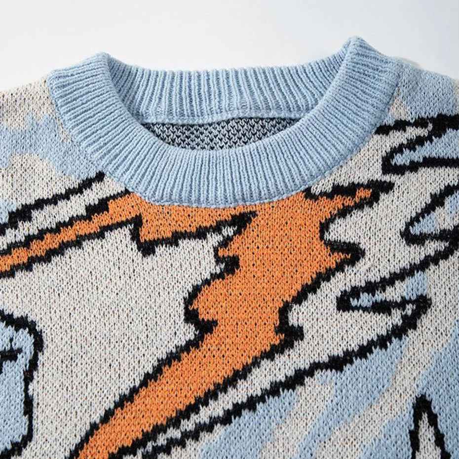Oversized Streetwear Cartoon Graphic Knit Sweater