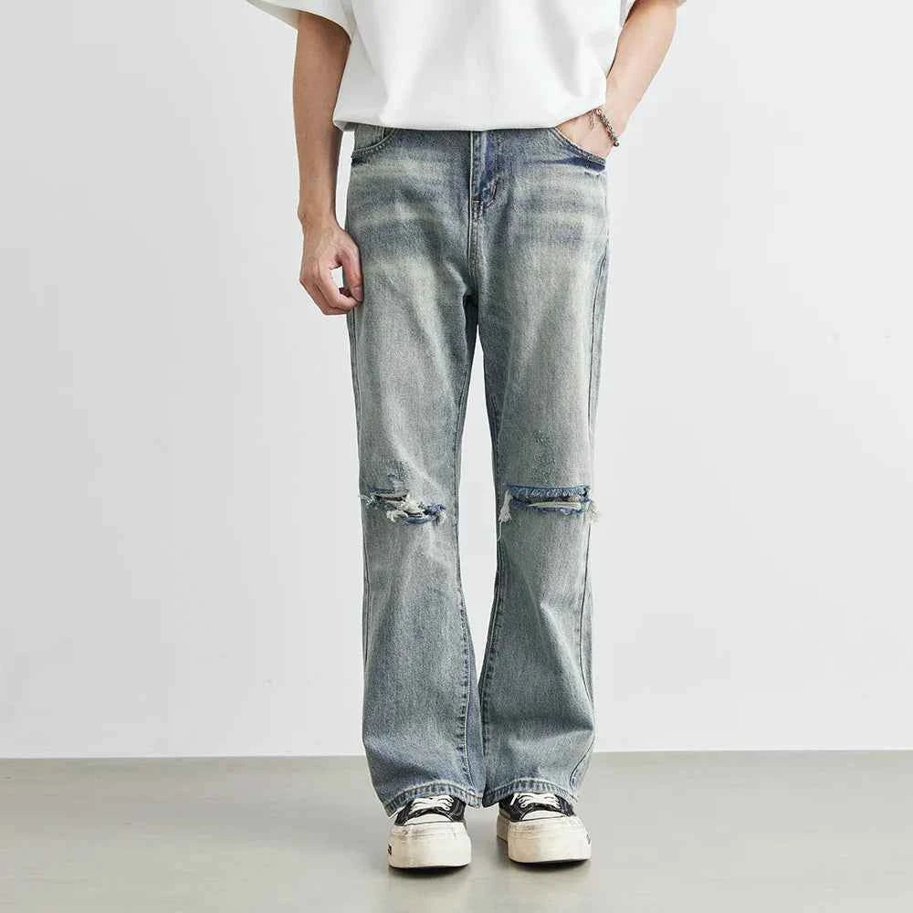 Men's Broken Copper Washed American Retro Jeans