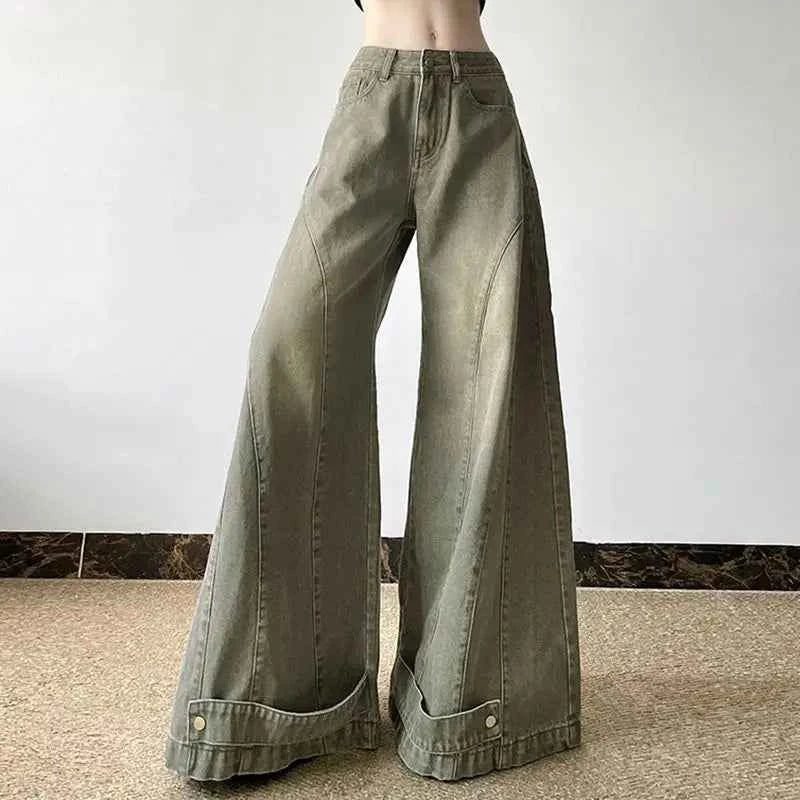 Women Cool Vintage High Waist Wide Leg Jeans