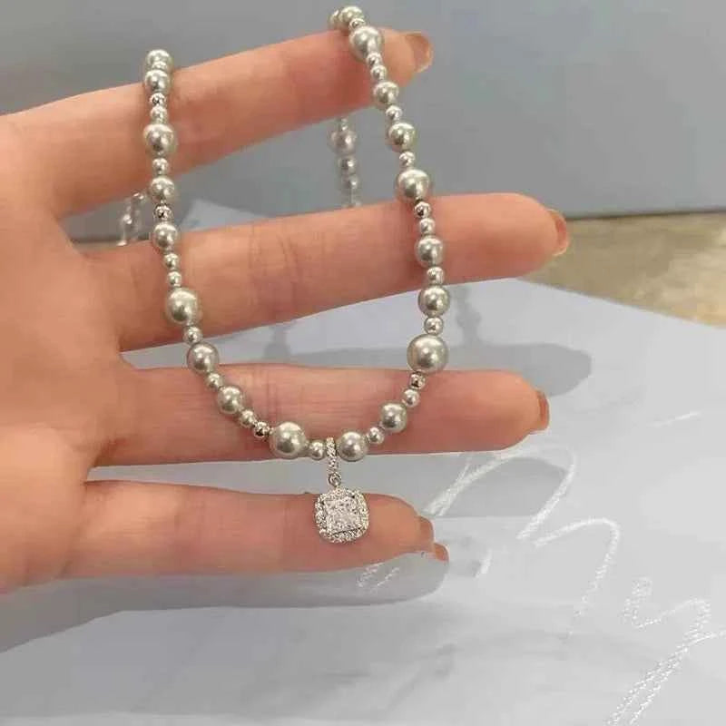 Elegant Glass Pearl Choker Necklace