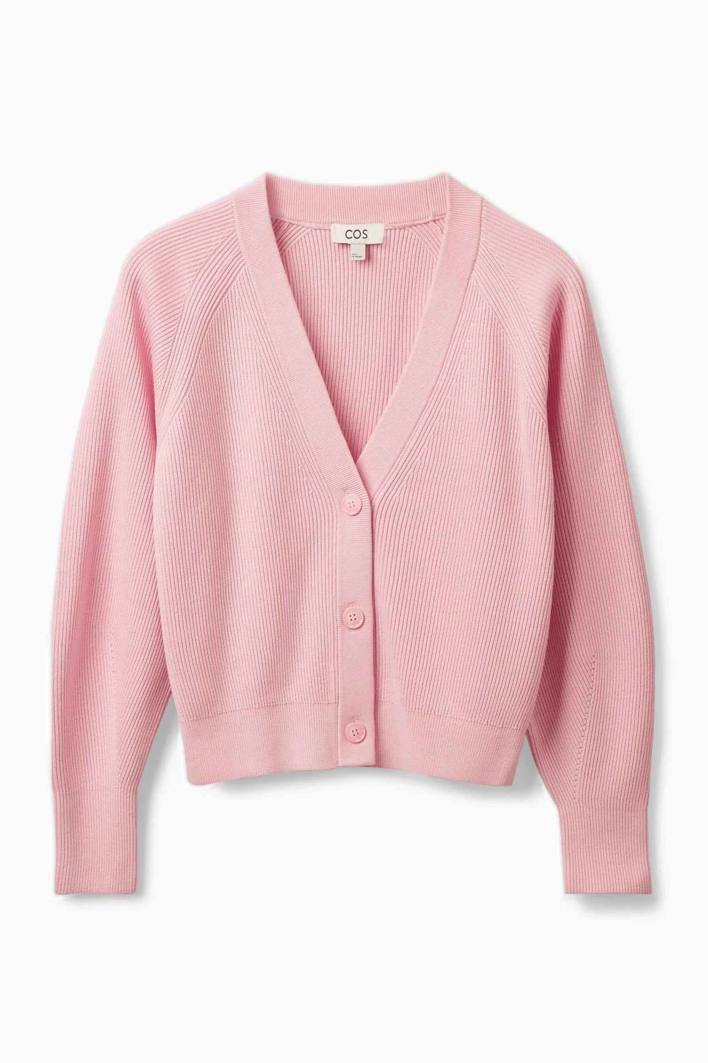 Ethereal Pink Autumn V-Neck Ribbed Cardigan