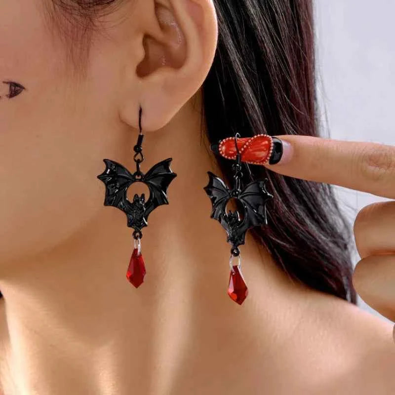 Halloween Gothic Bat Droplet Earrings