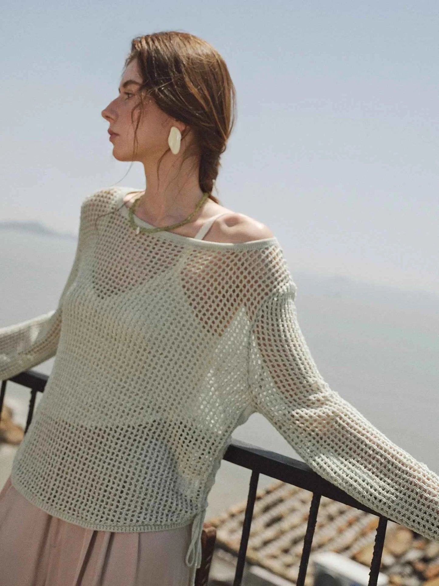 Women Casual Relaxed Knit Overlay Sweater