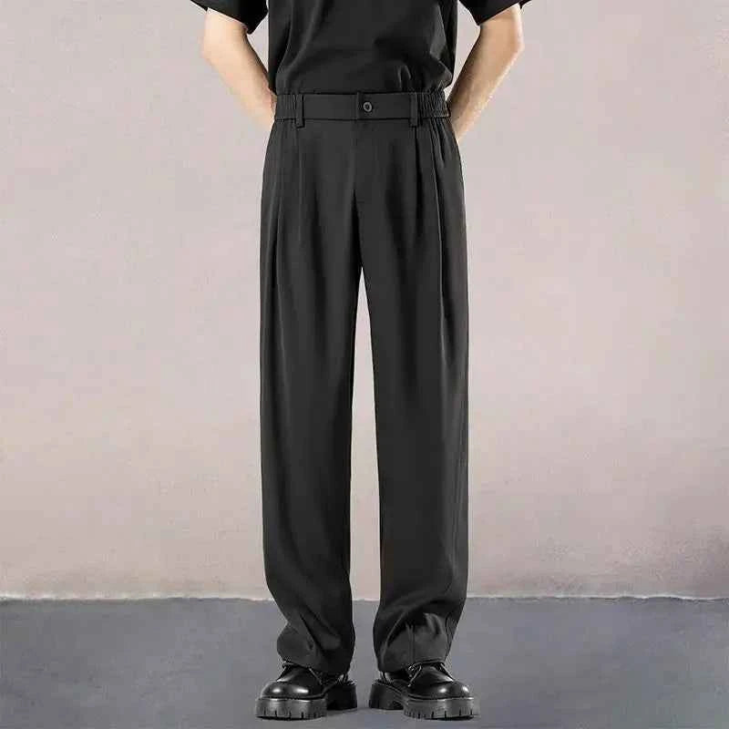 Loose Draped Iron-Free Straight Suit Pants