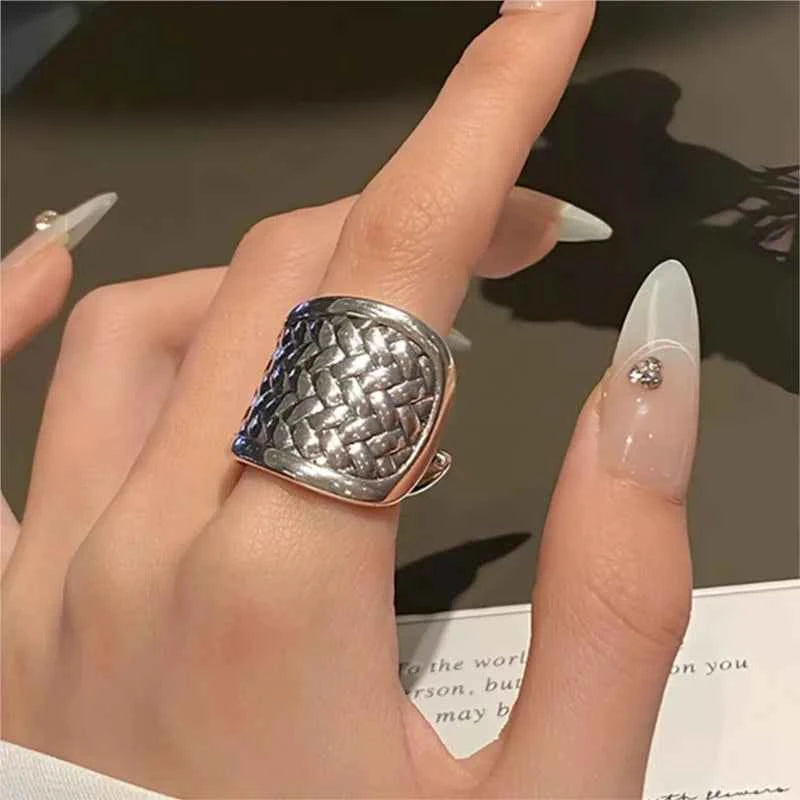 Women Sterling Silver Irregular Geometric Ring