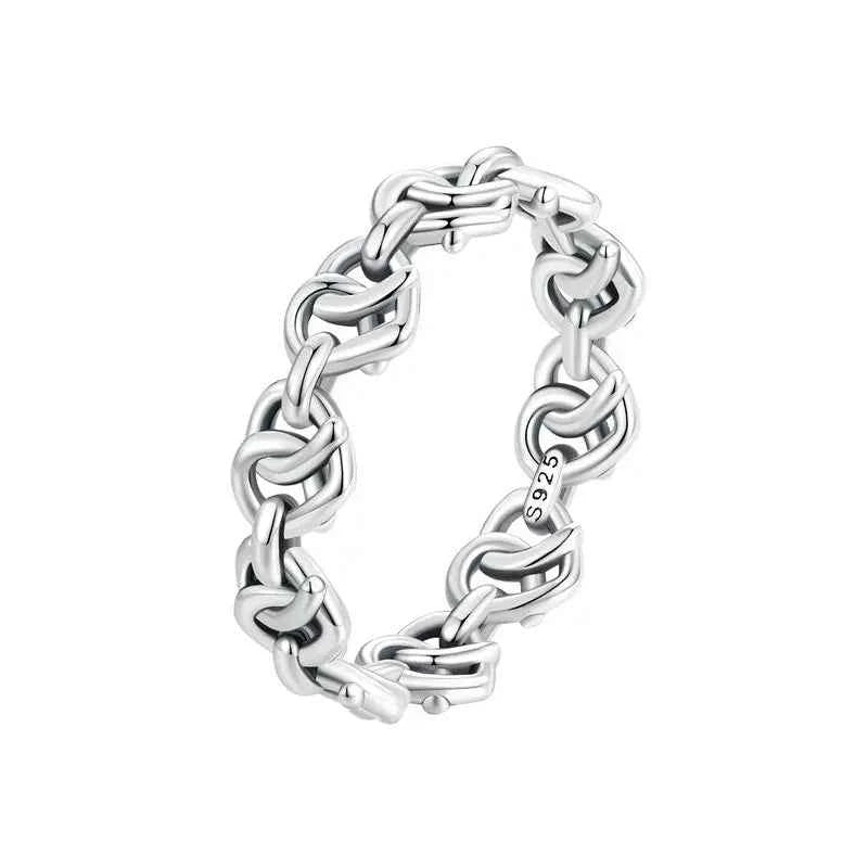 Interlocked Heart Chain Platinum Ring