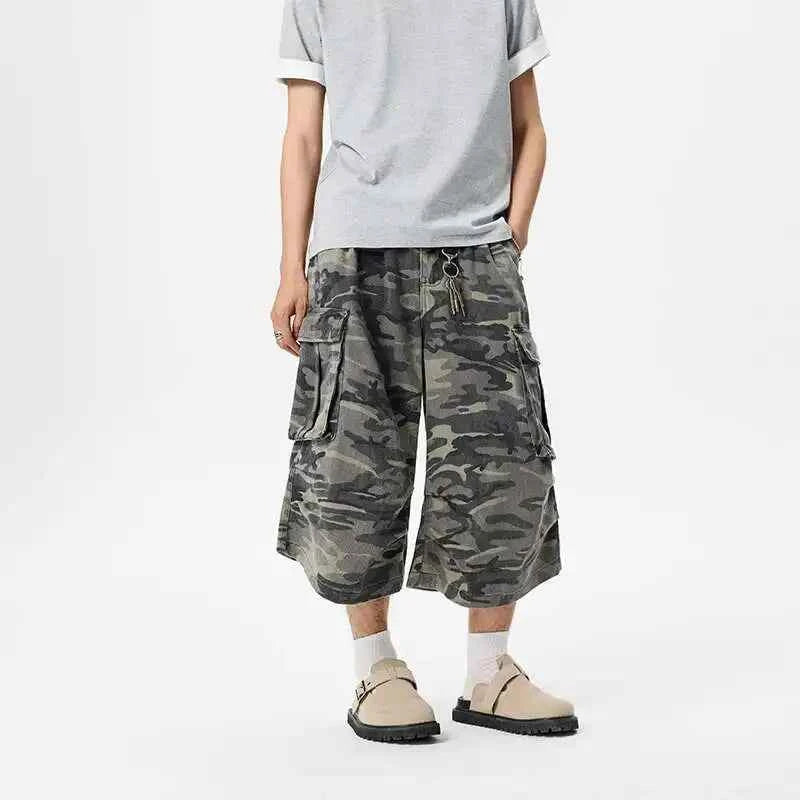 Durable Camouflage Workwear Shorts Loose Wide Leg Jorts