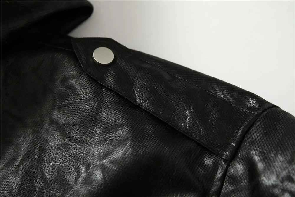 Winter Thick Warm Fur-Collar Parka Leather Jacket