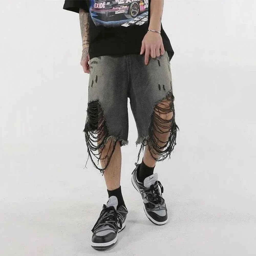 Featherlight Ripped Washed Retro Denim Jorts