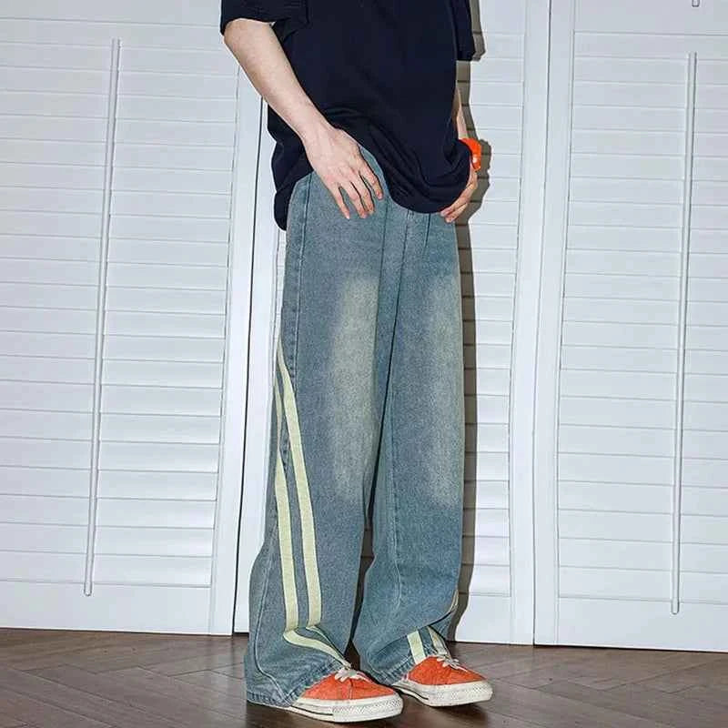 Premium Autumn Striped Korean Loose Jeans