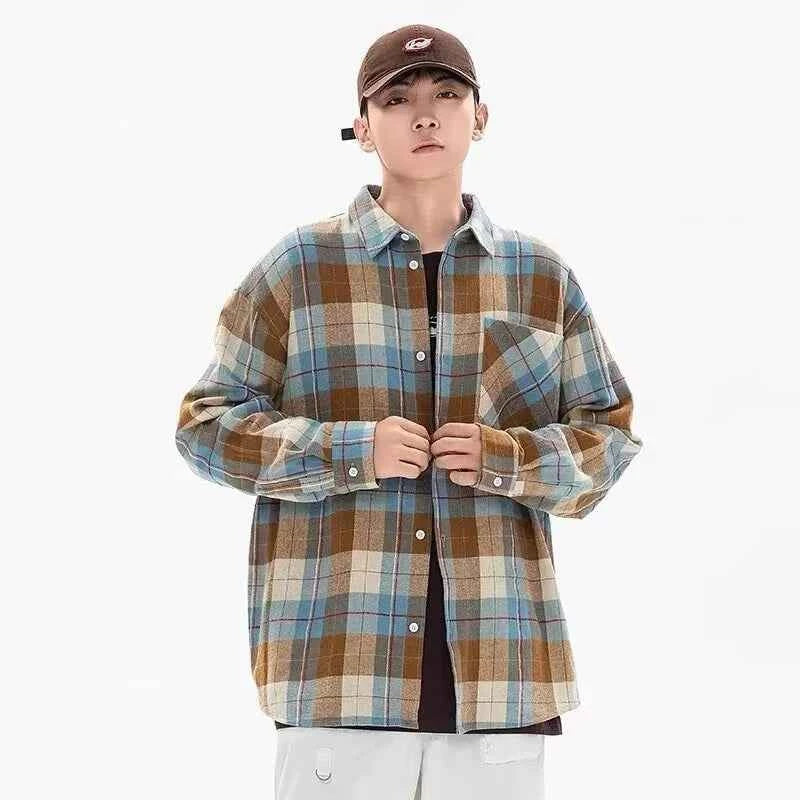 Men's Streetwear Plaid Autumn Social Long Sleeve Shirt