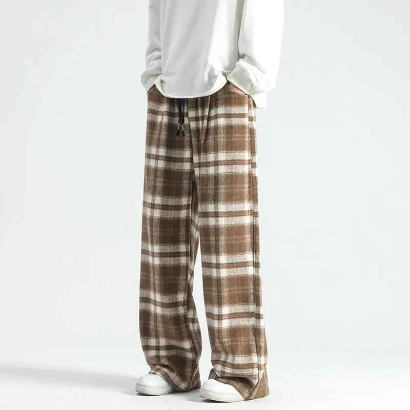 Autumn Fashionable Plaid Wide Leg Sweatpants