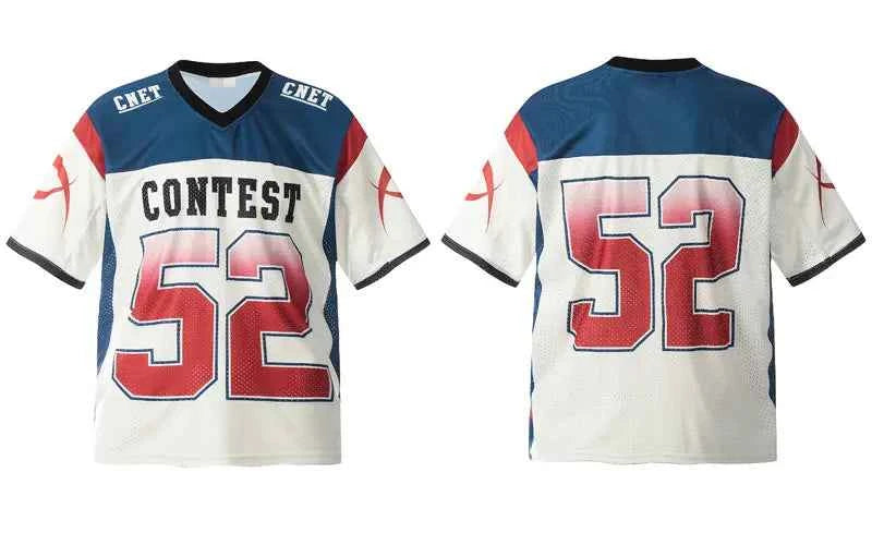 Insulated Y2K Patchwork Mesh Jersey Sport T-Shirt