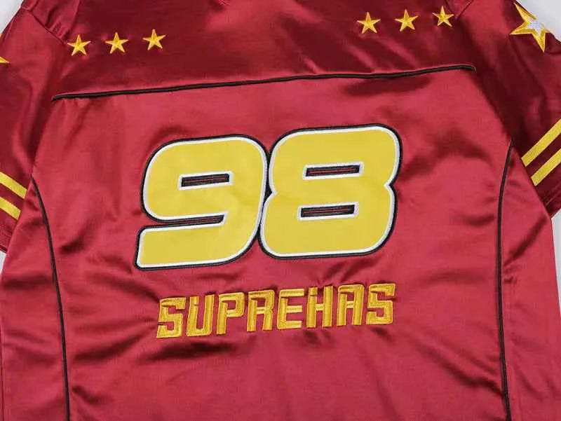 Trendy Streetwear Star Patchwork Jersey Racing T-Shirt