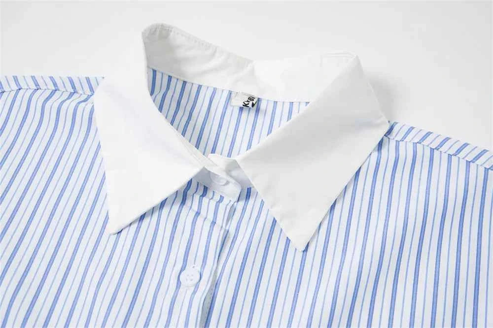 Stylish Embroidered Striped Long Sleeve Shirt