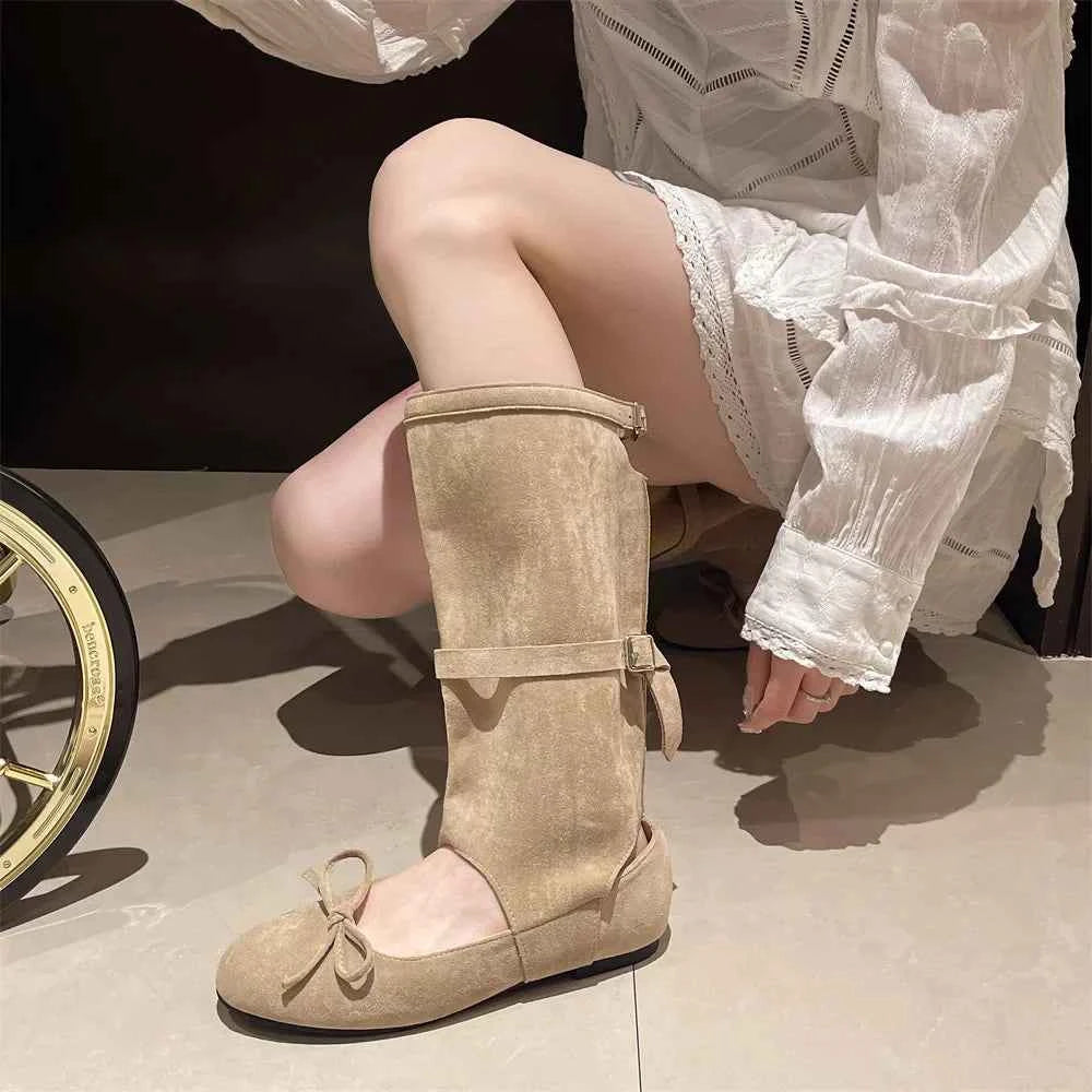Vintage Summer Mid-Calf Mary Open Boot