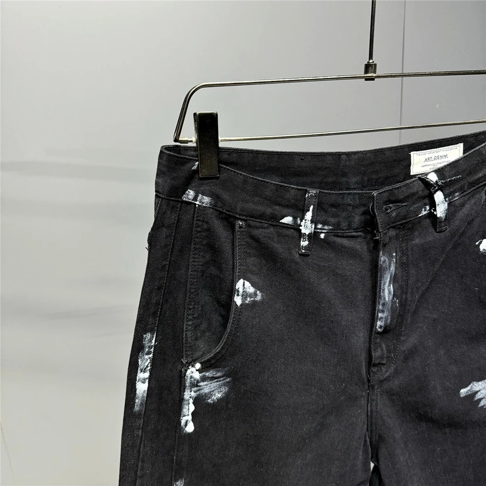 Ebony Black Splash Paint Style Pants
