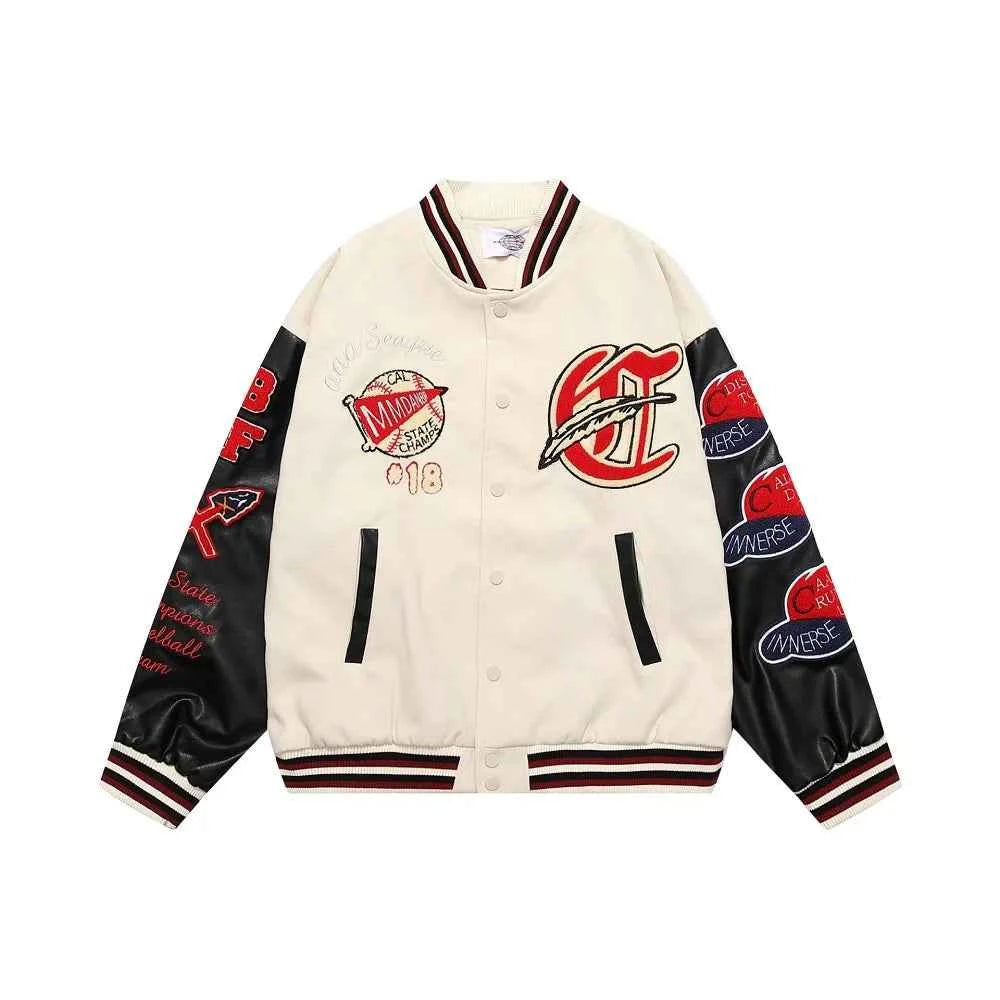 Vintage Embroidered Baseball Patchwork Varsity Jacket