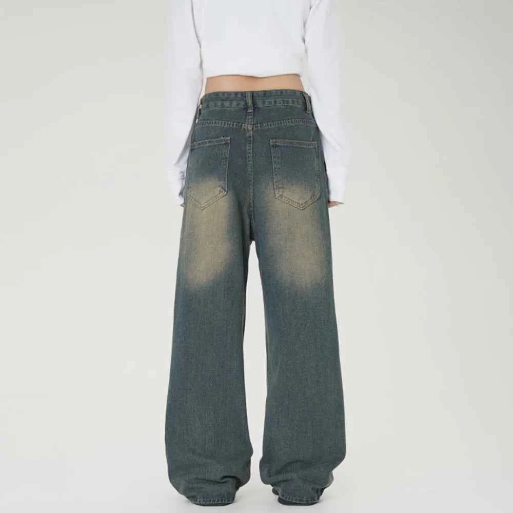 Elevated Solid Color Straight Baggy Jeans