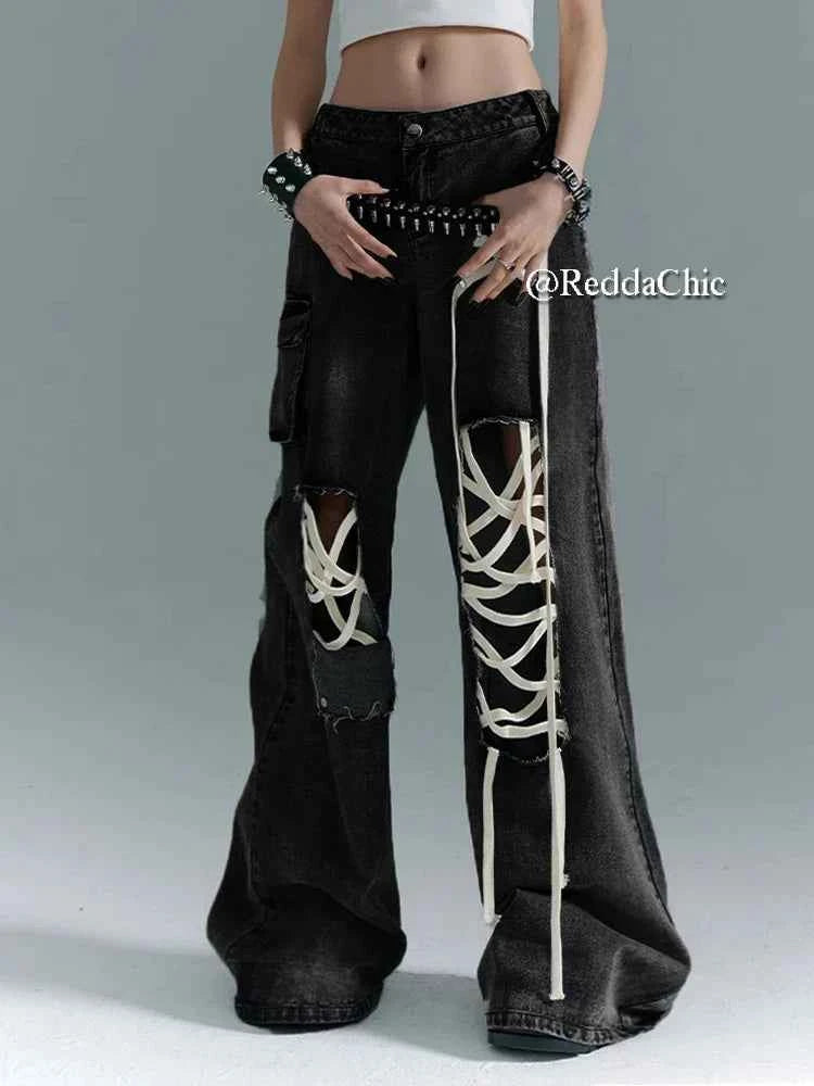 Lightweight Black Vintage Baggy High Waist Jeans