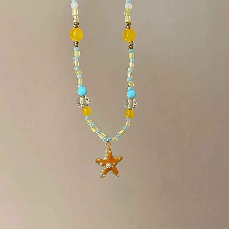 Y2K Aesthetic Colorful Starfish Pendant Necklace
