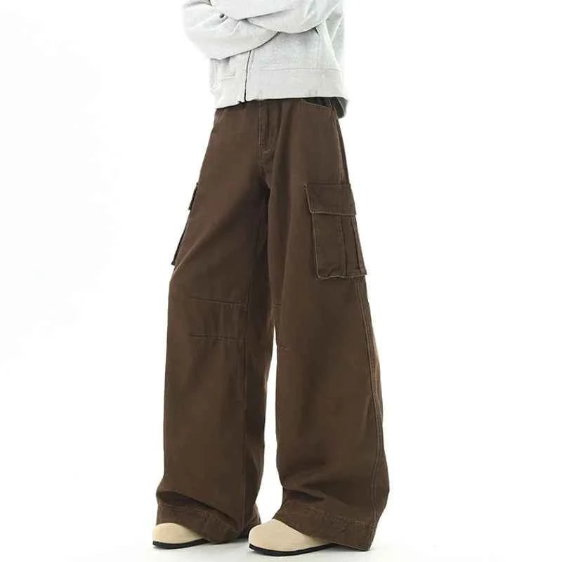 Trendy Korean Style Cargo Wide Leg Pants