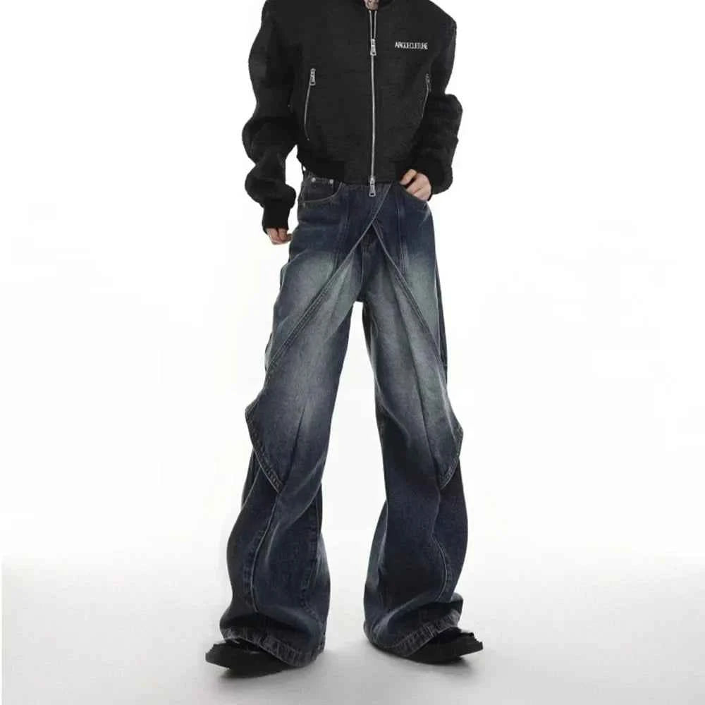 Vintage Streetwear Gradient Flared Wide Leg Jeans
