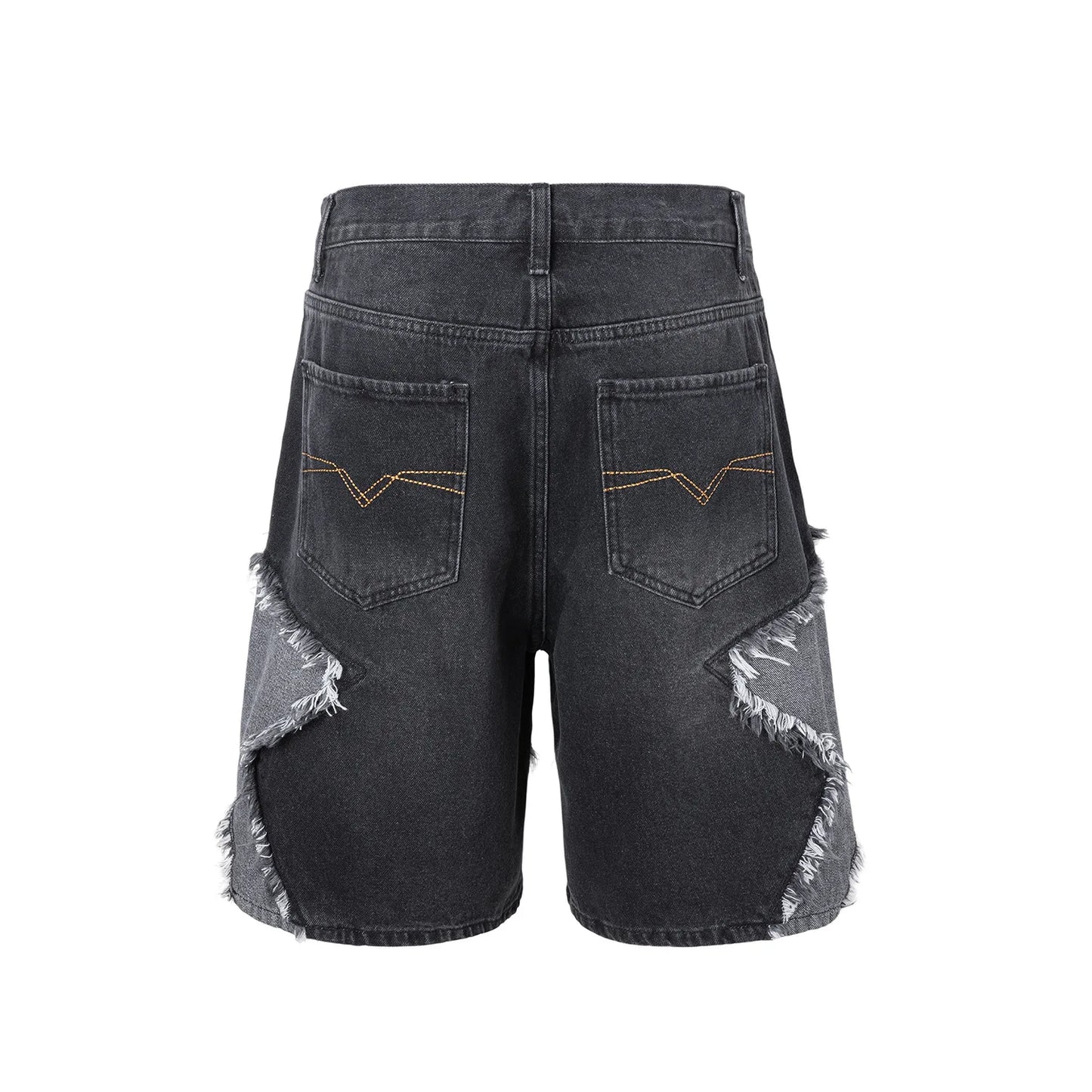 High Street Washed Stars Patchwork Baggy Jeans Shorts