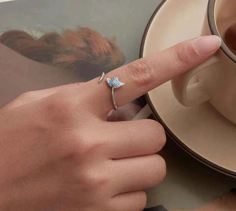 Women Cute Sterling Silver Manta Fish Ring
