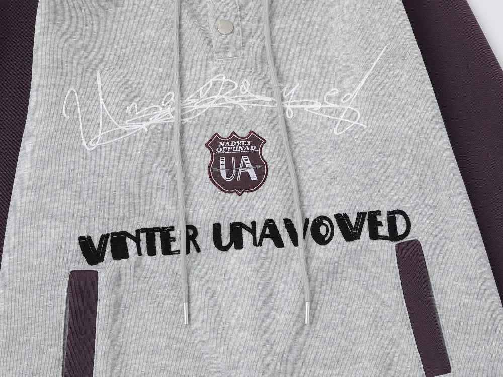 Streetwear Embroidery Letter Print Stand Collar Sweatshirt
