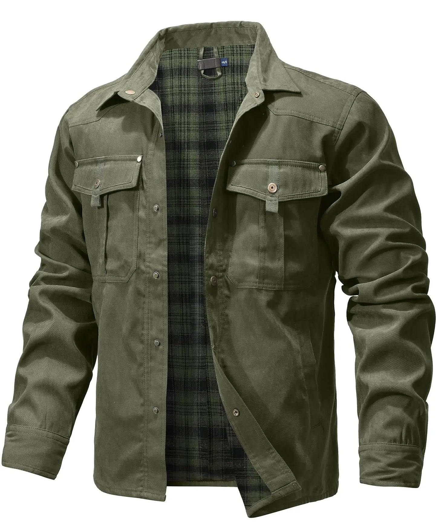 Flannel Lined Plaid Button-Up Jacket