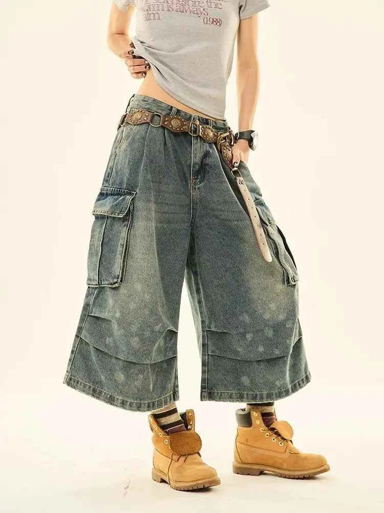 Vintage Grunge Blue Denim Jorts