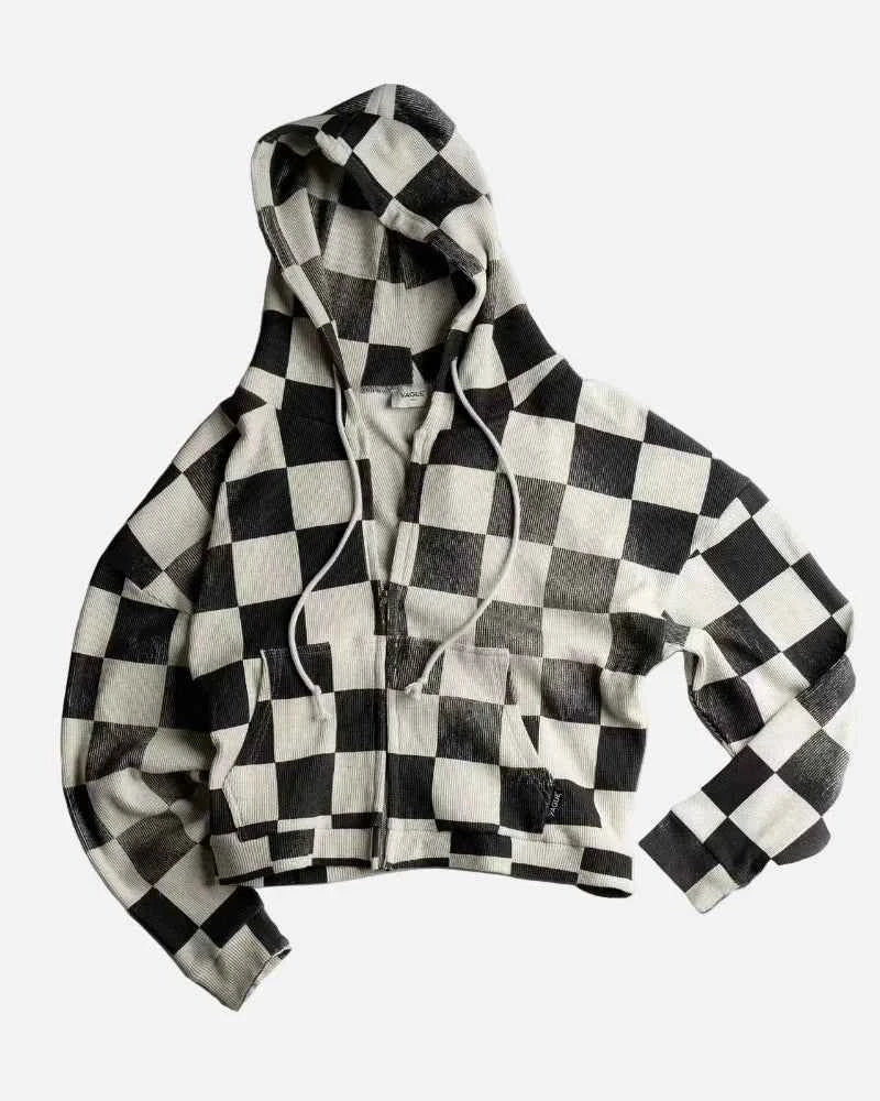 Personalized Gothic Check Design Zipper Sweatshirt