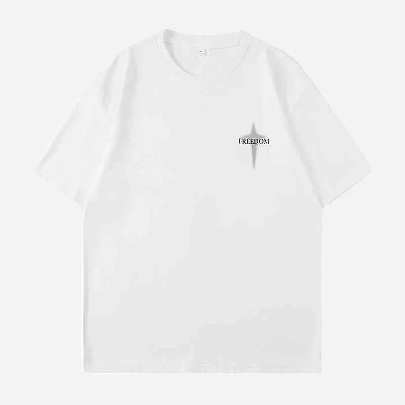 Y2K Oversized Freedom Hip Hop Print T-Shirt