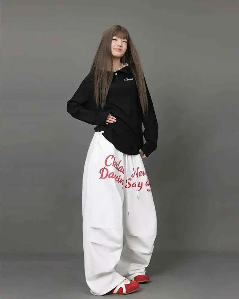 Streetwear American Style Letter Print Sweatpants
