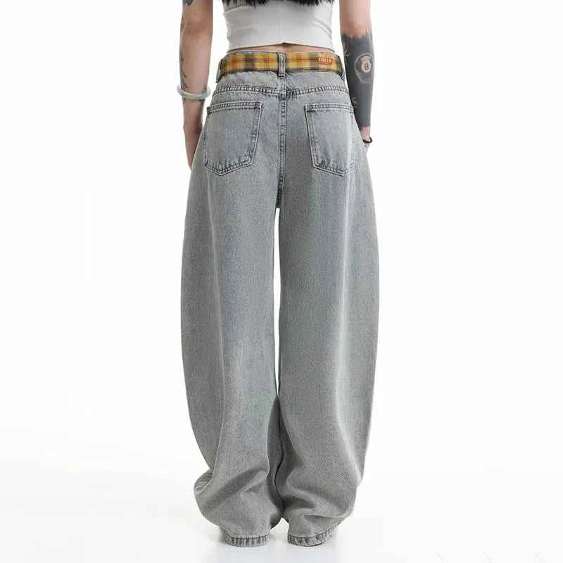 Insulated Korean Style Curved Knife Wide Leg Jeans