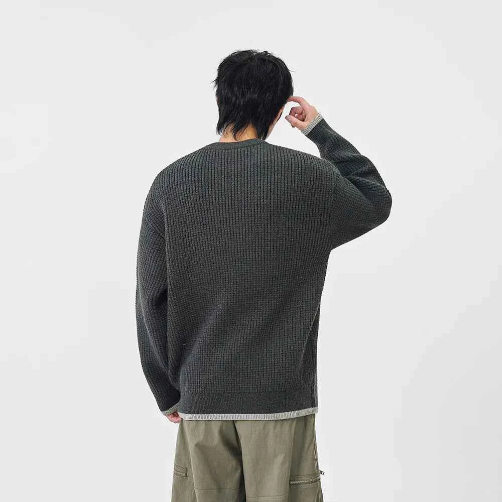 Y2K Cozy Crew Neck Waffle Knit Sweater