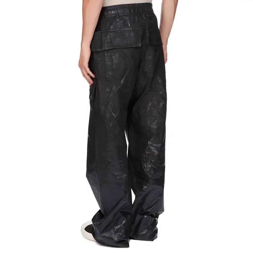 Streetwear Wide Leg Workwear Leather Cargo Pants