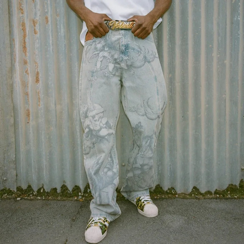 LUW Angel Retro Baggy Streetwear Unisex Jeans - Luxuryurbanwear