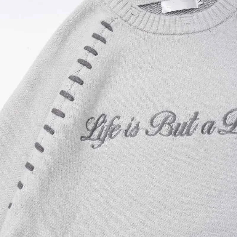 Stylish Grunge Embroidered Ripped Sweater