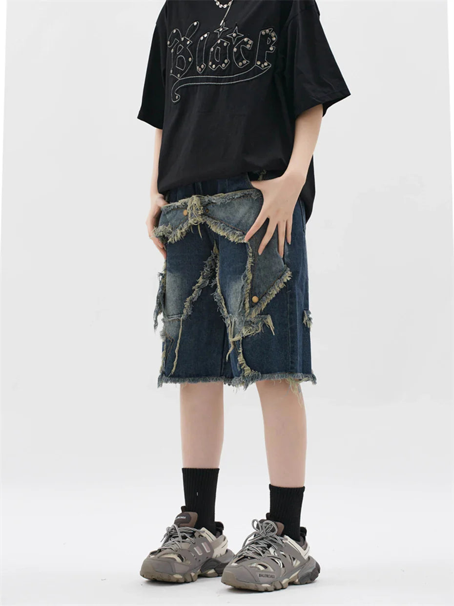 Blue Denim Tassel Star Shorts