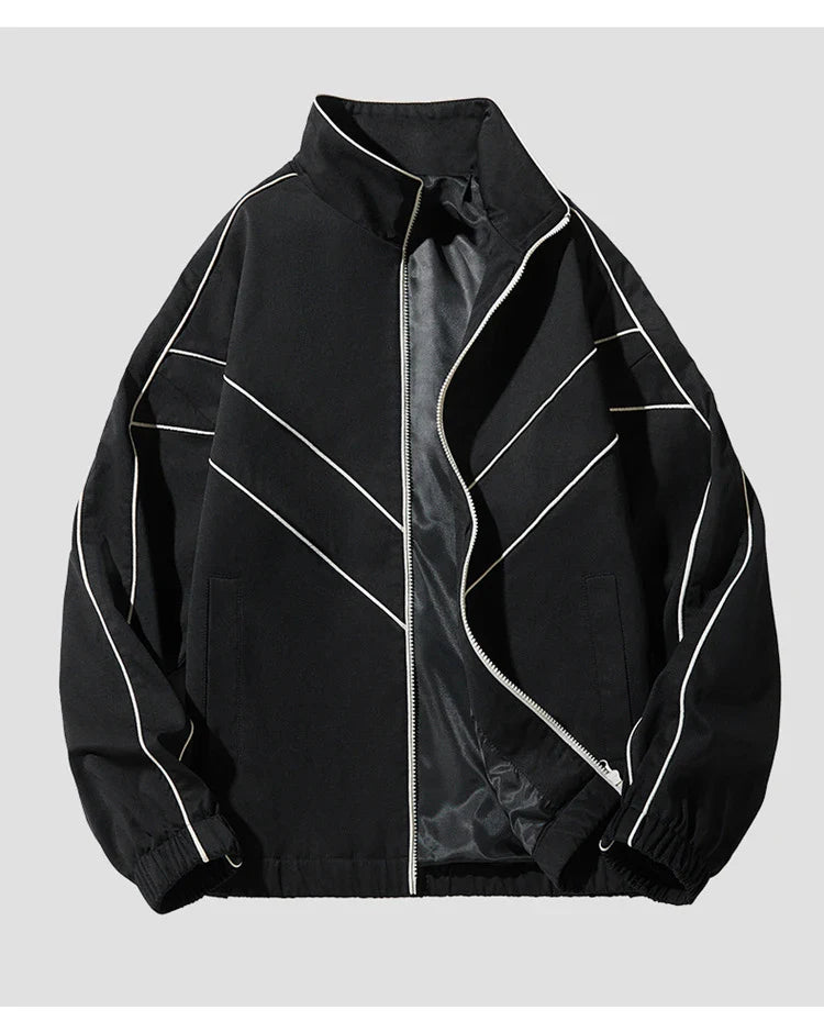 Striped White Lining With Rib sleeve Style Jacket