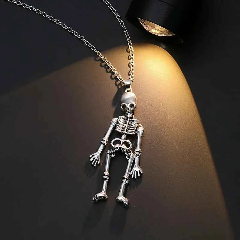 Spooky Skeleton Ghost Pendant Necklace