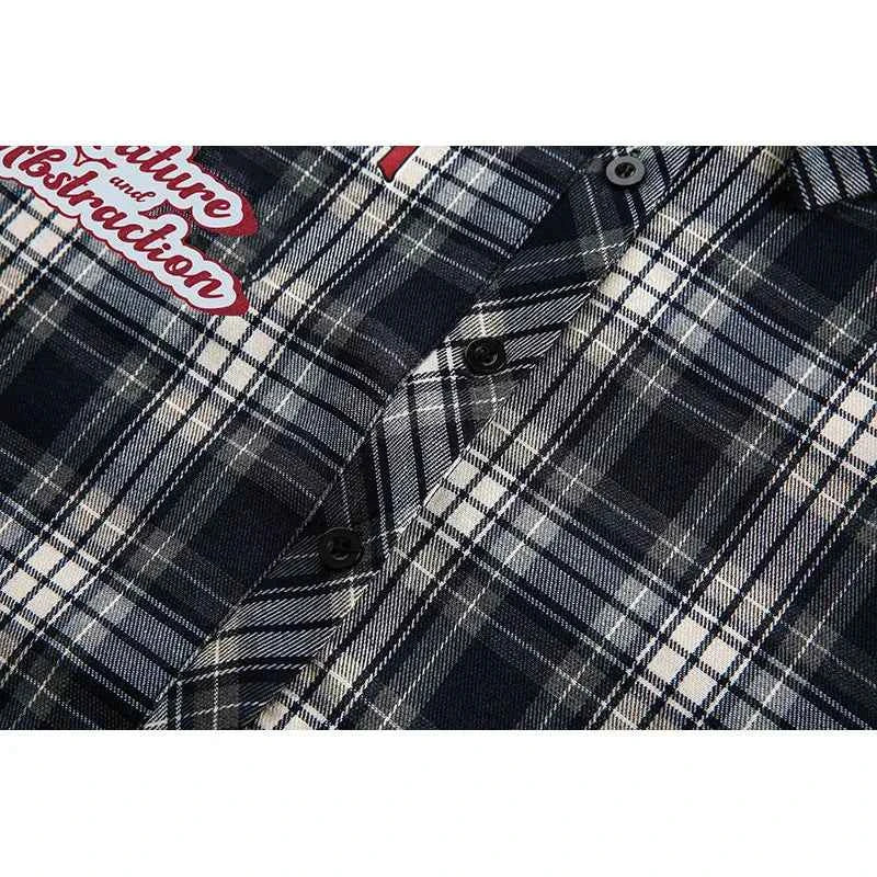 Spring Plaid Hip Hop Button-Up Long Sleeve Shirt