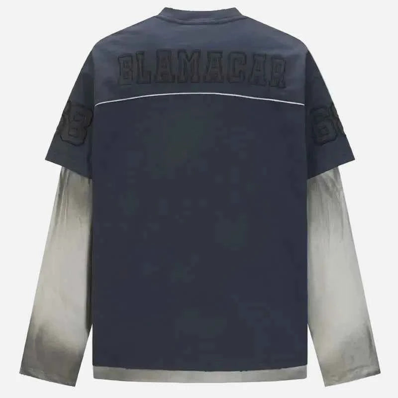Grunge Two Layered Long Sleeve Sports T-Shirt