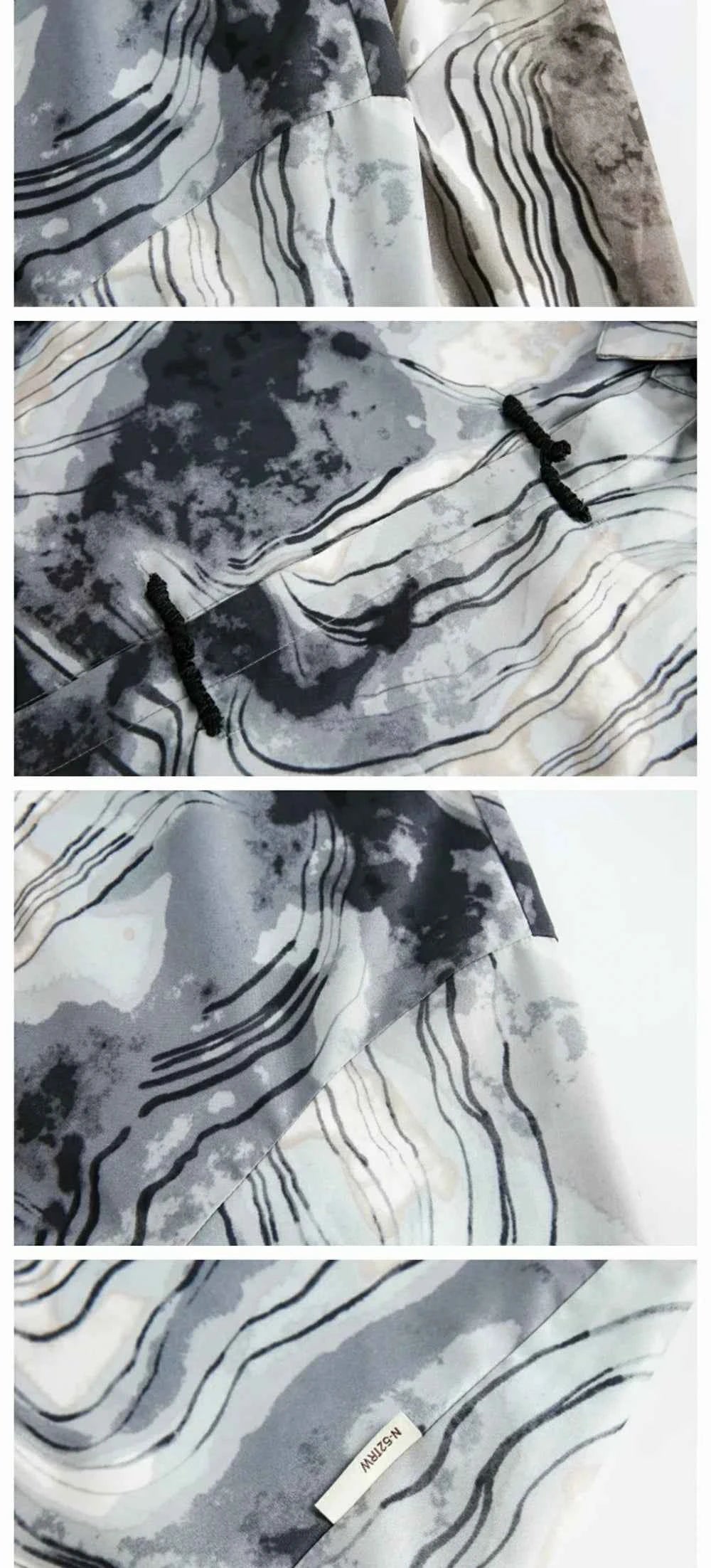 Y2K Abstract Print Turn-Down Collar Long Sleeve Shirt