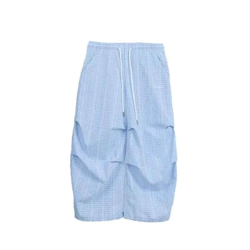 Fresh Blue White Checkered Sport Pants