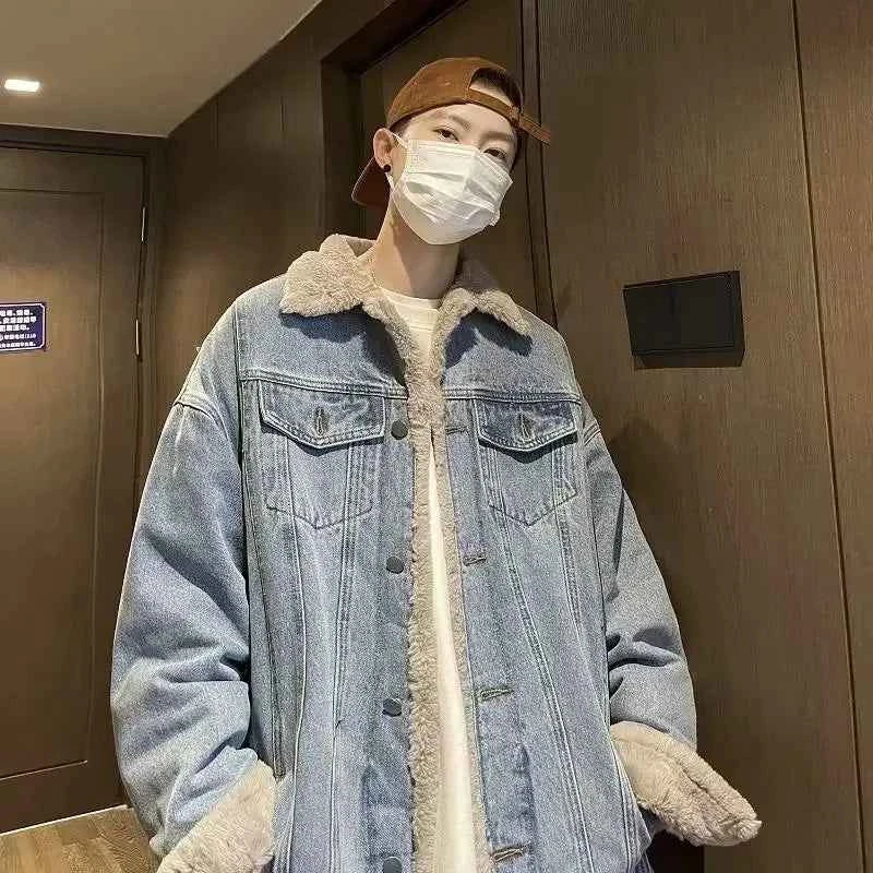 Streetwear Thick Winter Fleece Furr Denim Jacket