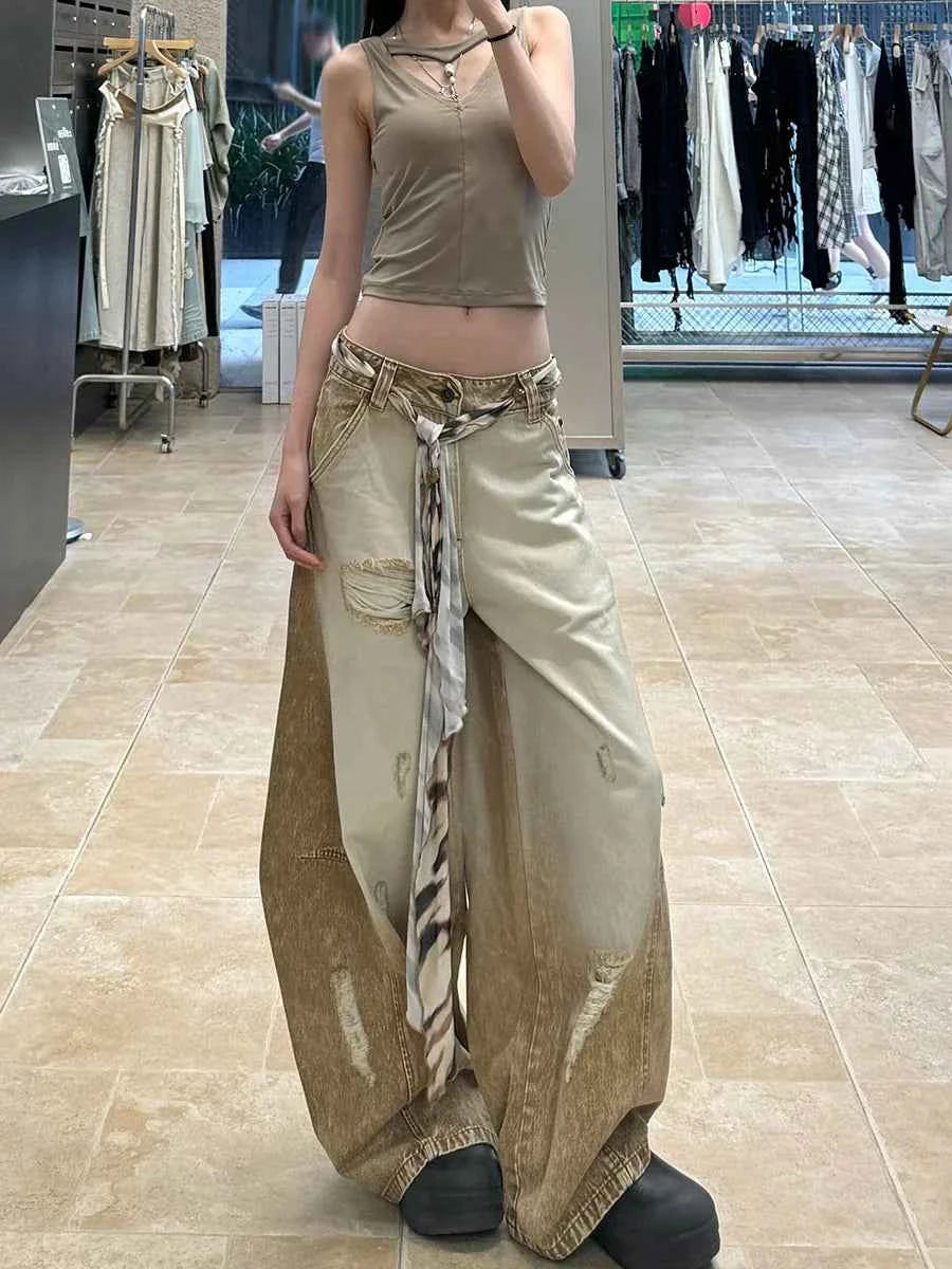 Vintage Washed Ombre Distressed Boyfriend Jeans